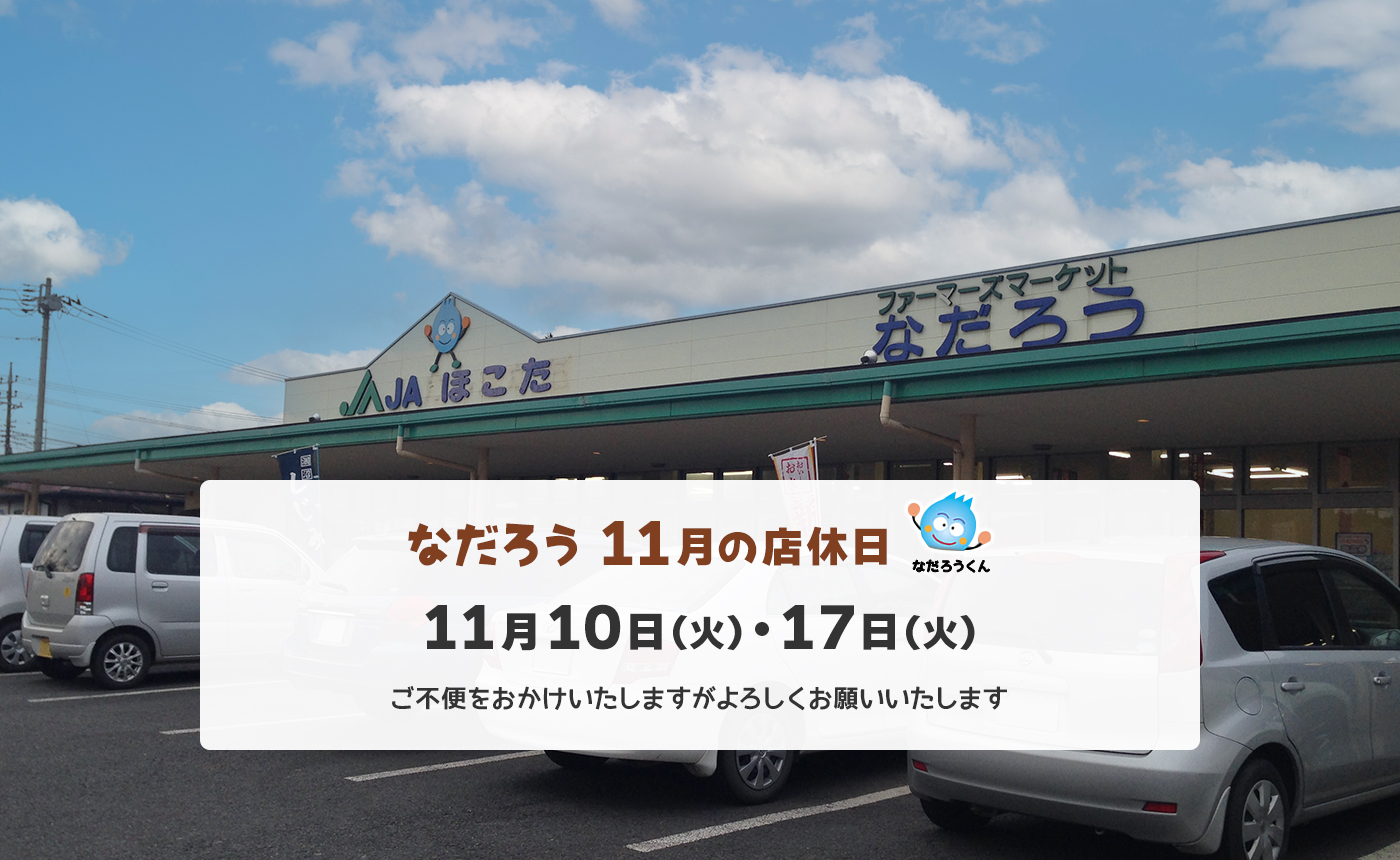 11月の店休日 11月10日（火）・17日（火）